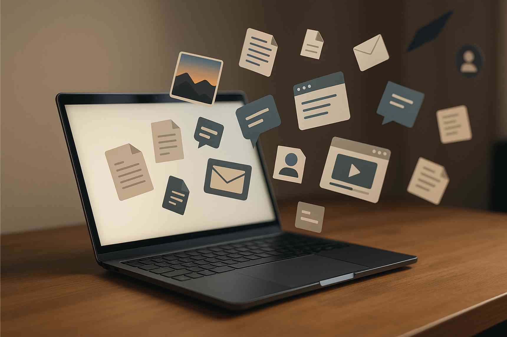 Laptop am Schreibtisch – Symbolbild für digitale Überwachung