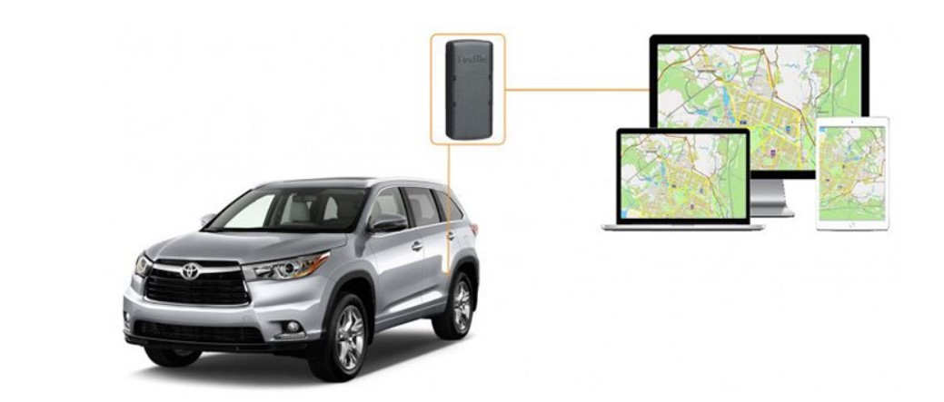 Firmenwagen mit eingeblendetem GPS-Symbol – Flottenortung