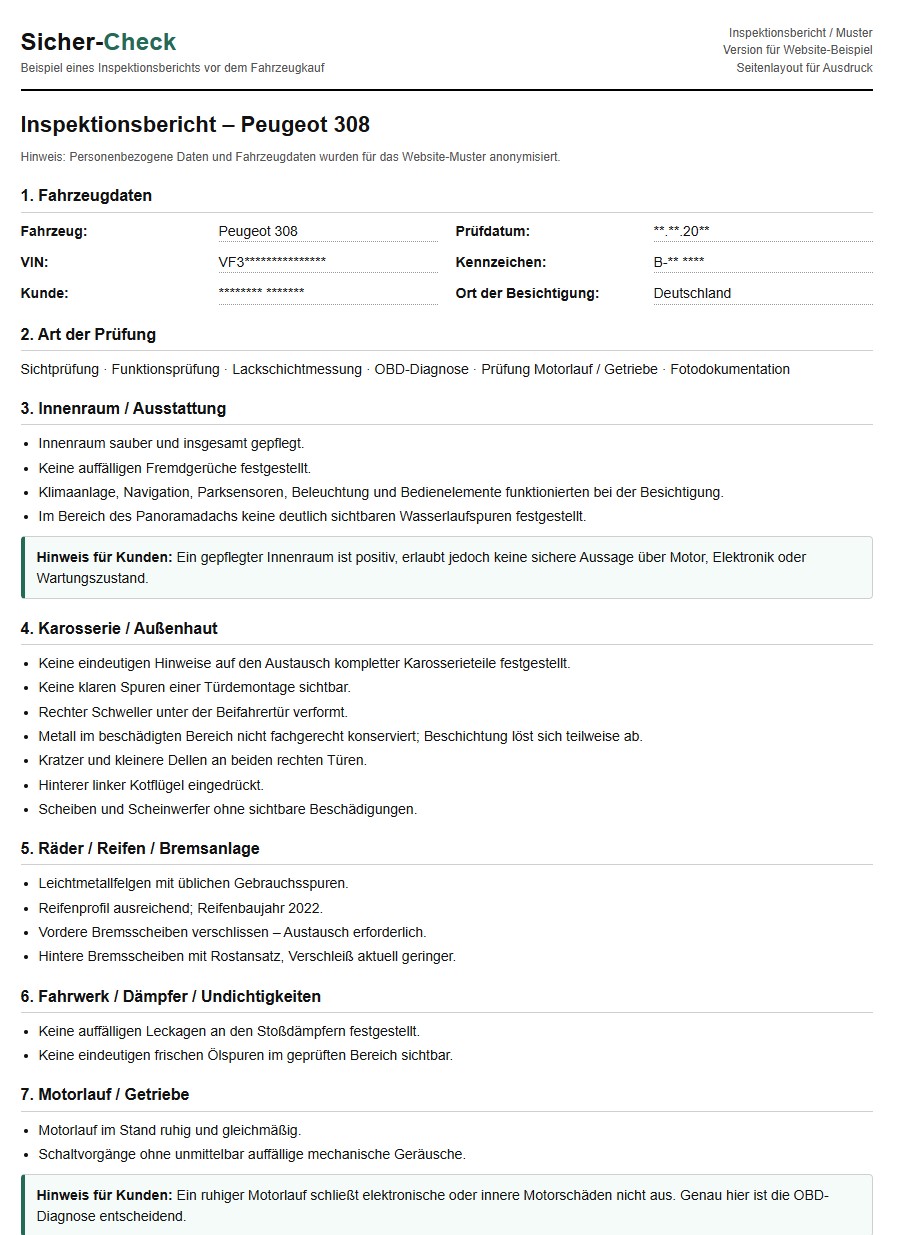 Zweiter OBD-Bericht Seite 1