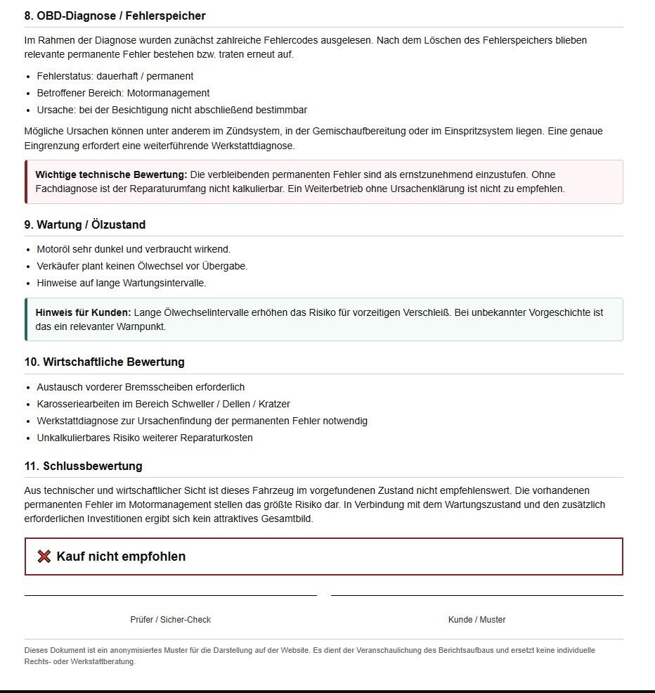 Zweiter OBD-Bericht Seite 2