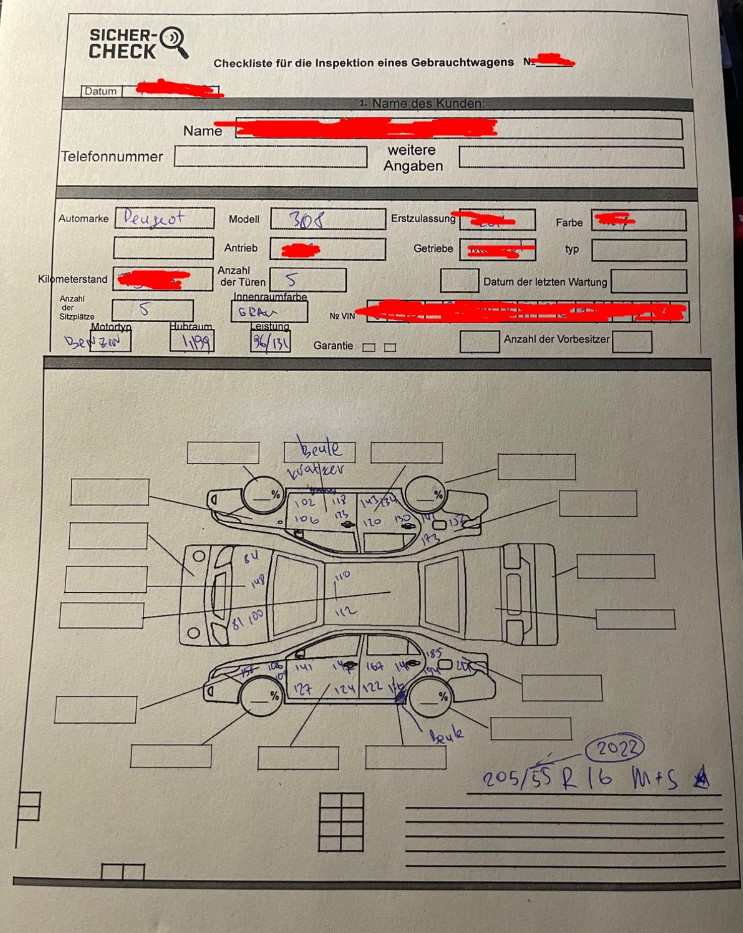 Messkarte der Lackschichtmessung