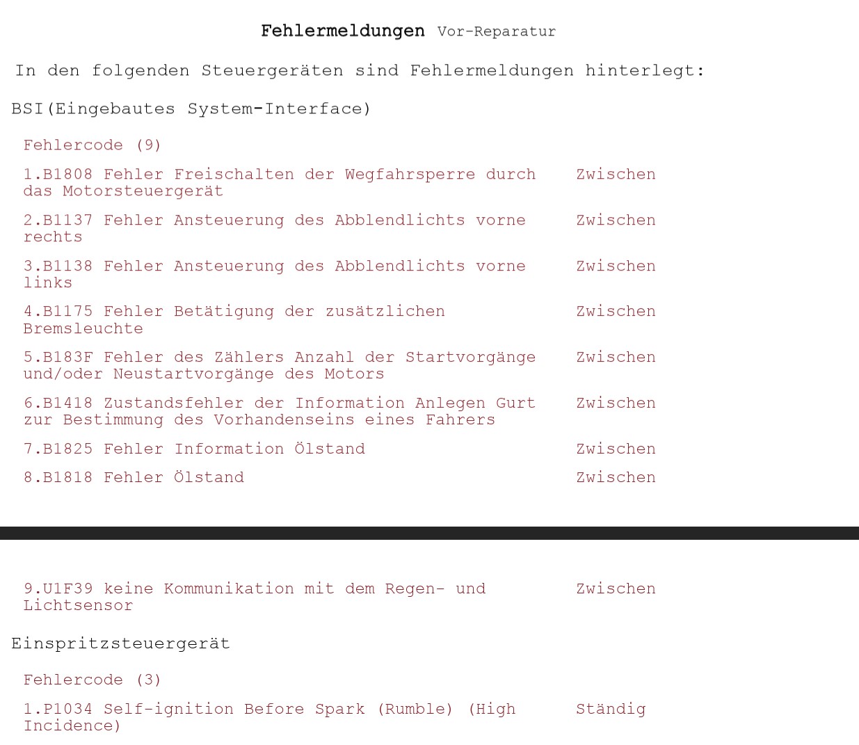 Erster OBD-Bericht Seite 1