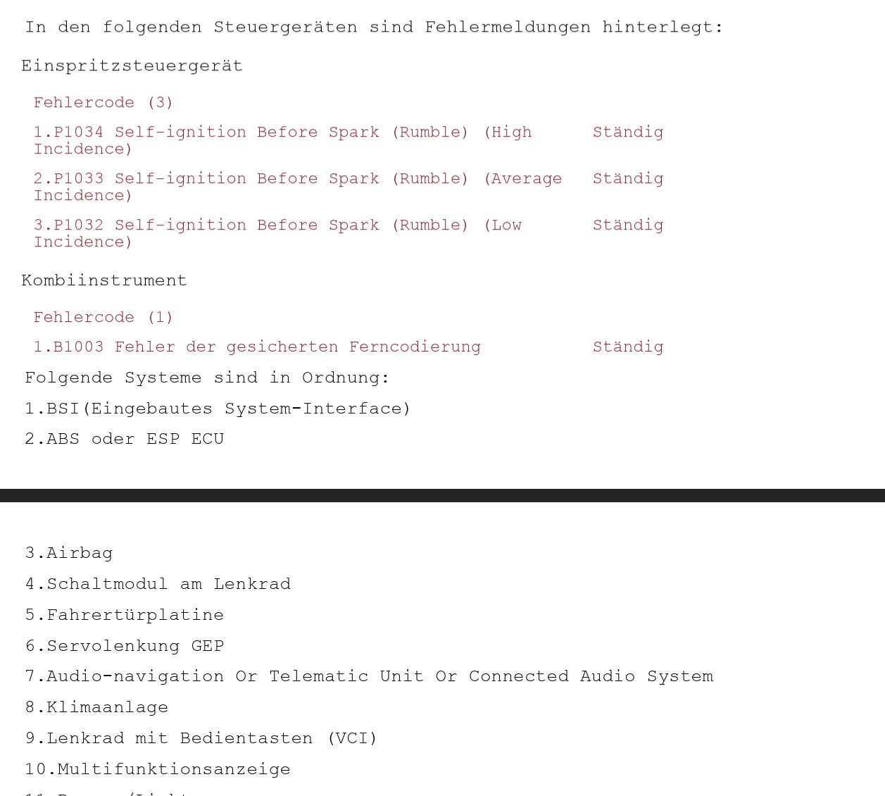 Zweiter OBD-Bericht Seite 1