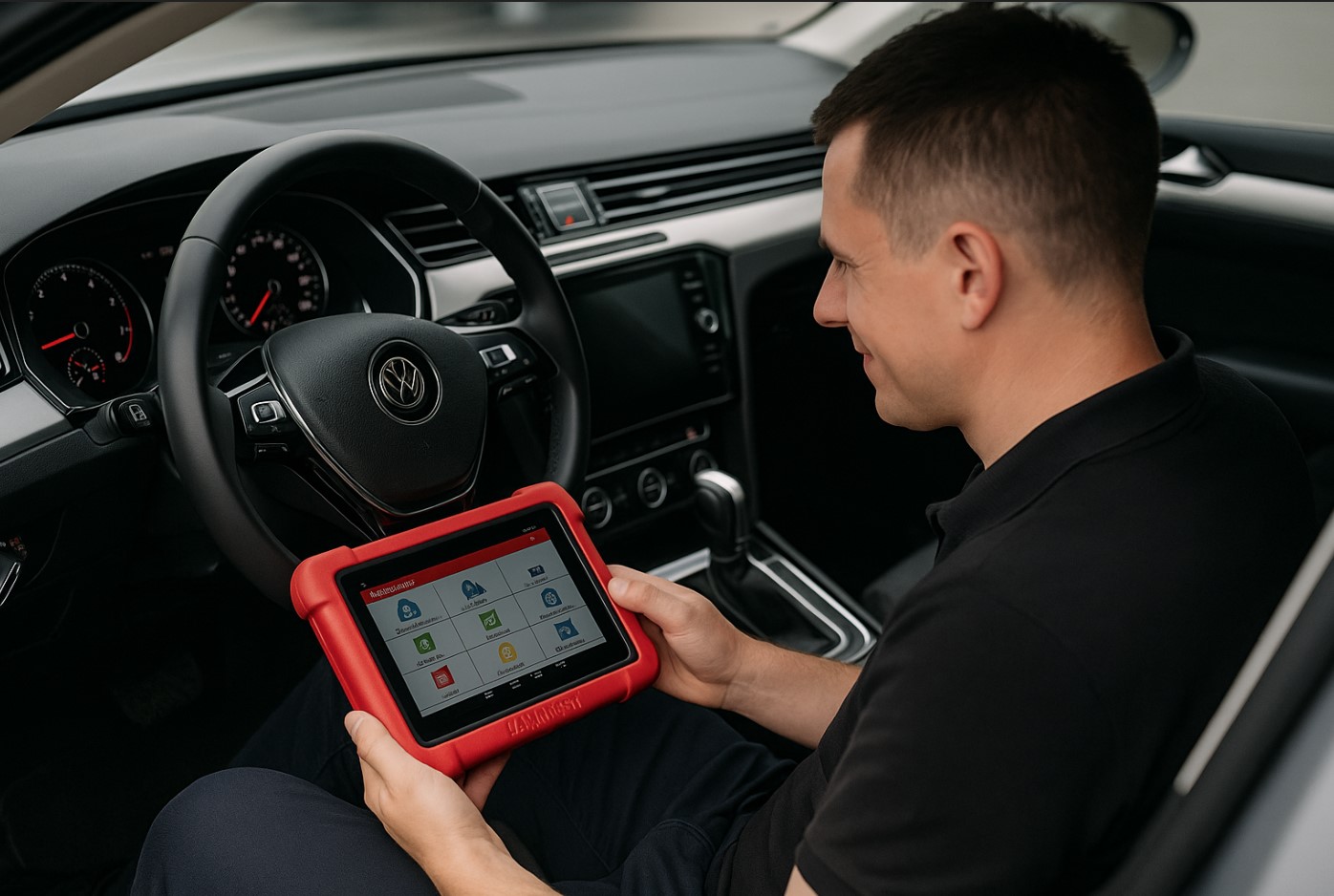Computer diagnostics of Audi, BMW, Mercedes and Volkswagen engines with a LAUNCH X-431 scanner